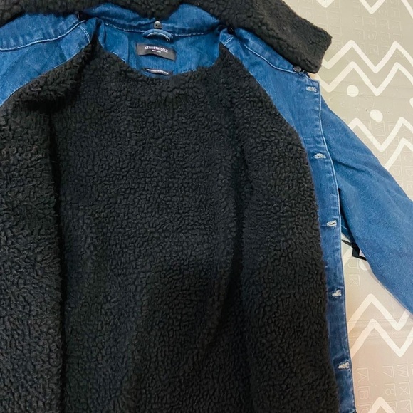 Kenneth Cole denim jean Sherpa jacket coat - Picture 10 of 10